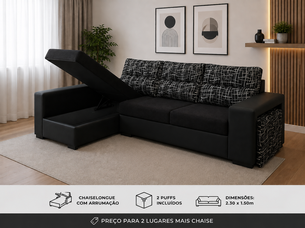 Sofá Malte chaise longue (2,30x1,50m)